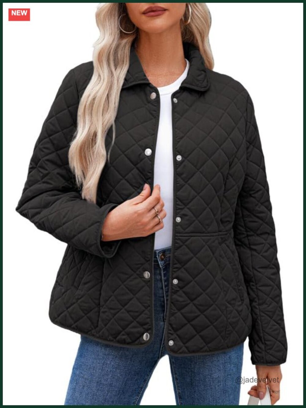Women's Quilted Puffer Jacket Long Sleeve Button Down Winter Coat with Pockets